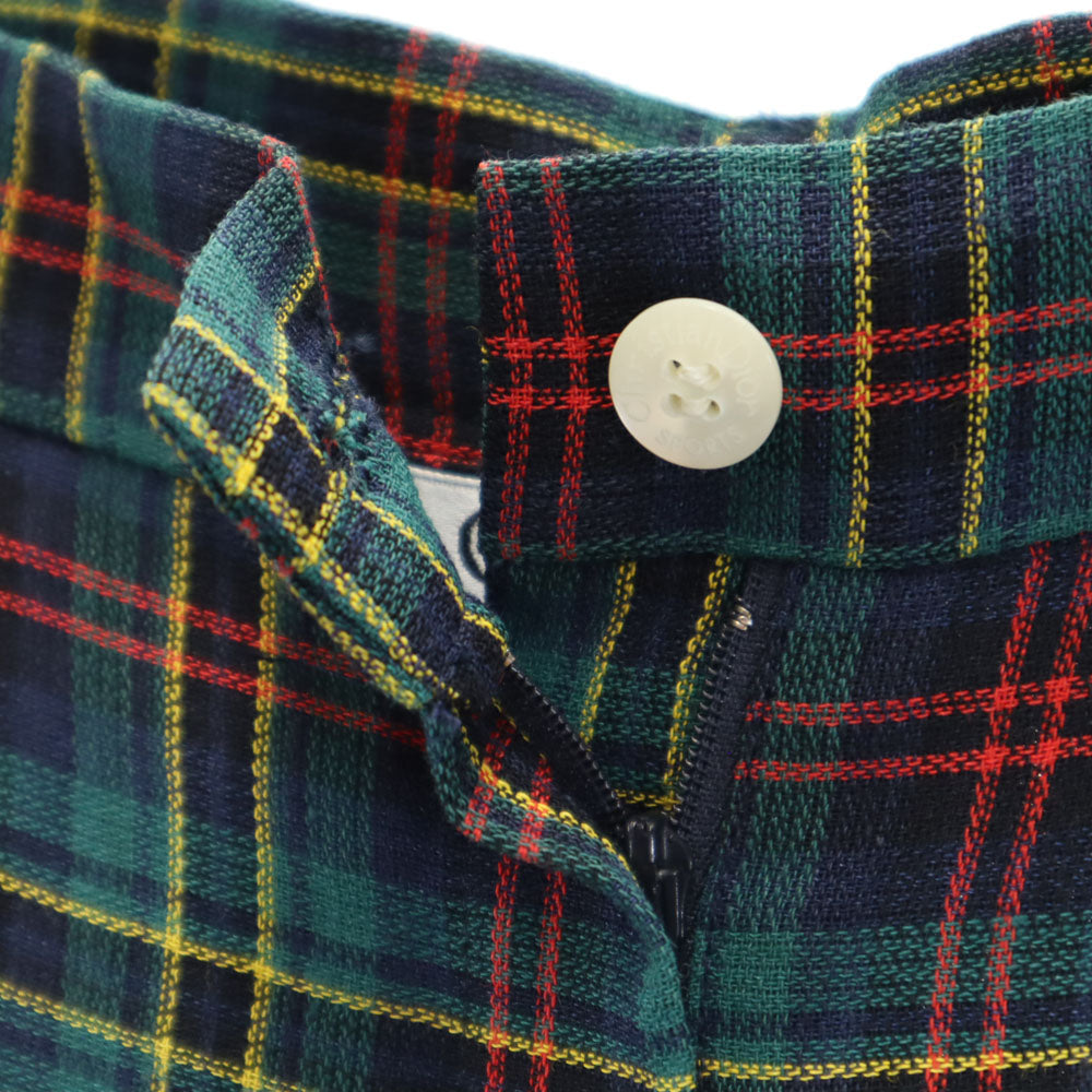 Christian Dior クリスチャンディオール 90s オールド チェック柄 ロングパンツ LL グリーン ボタンフライ レディース