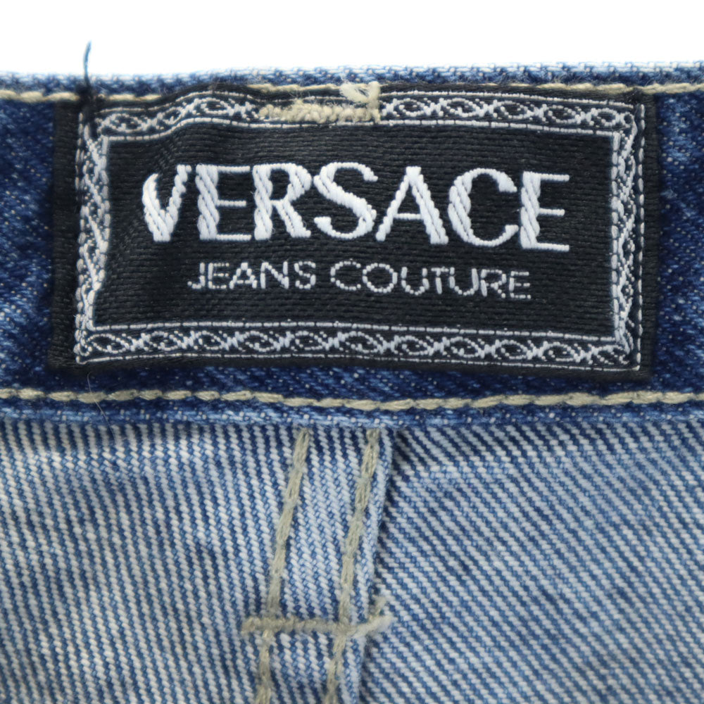 ヴェルサーチジーンズクチュール イタリア製 テーパードデニムパンツ W28 ネイビー レディース