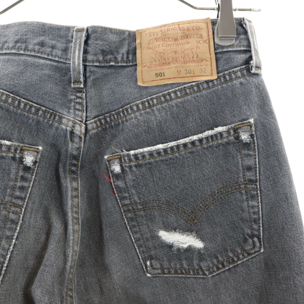 Levi's リーバイス 90s 501 USA製 後染め ブラック ストレートデニムパンツ W30 グレー ボタンフライ メンズ