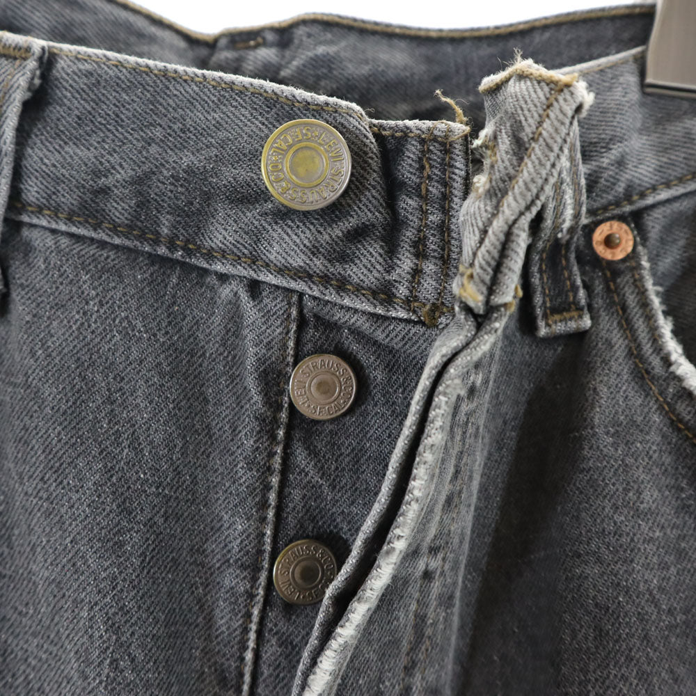 Levi's リーバイス 90s 501 USA製 後染め ブラック ストレートデニムパンツ W30 グレー ボタンフライ メンズ