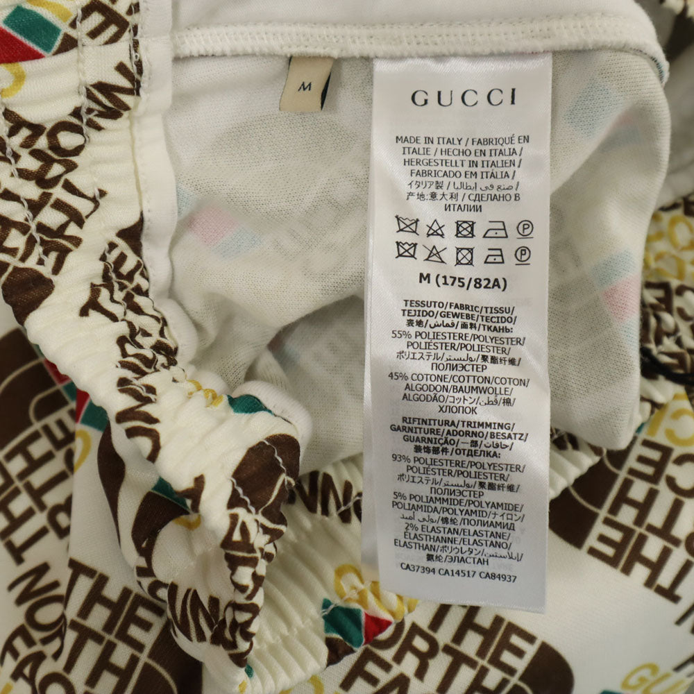 未使用 GUCCI グッチ イタリア製 ノースフェイス コラボ 総ロゴ ジャージ ジョガーパンツ M ホワイト系 X THE NORTH FACE 箱付き メンズ
