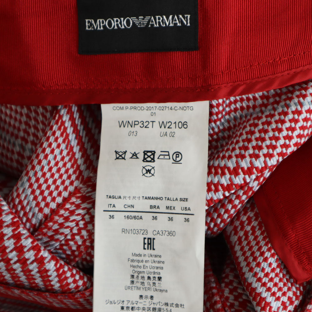 未使用 Emporio Armani エンポリオアルマーニ チェック柄 スラックスパンツ 36 赤系 レディース