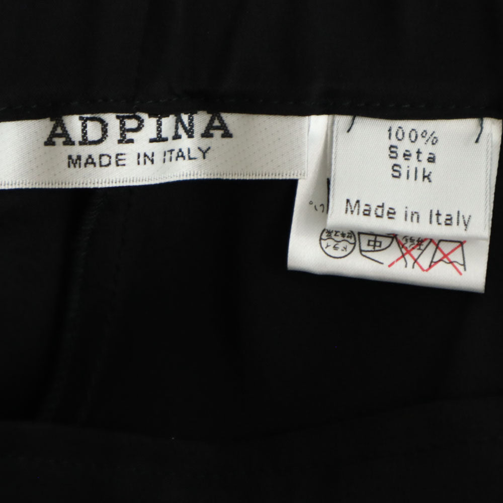 ADPINA 未使用 イタリア製 シルク ロングパンツ 46 ブラック タグ付き ウエストゴム レディース