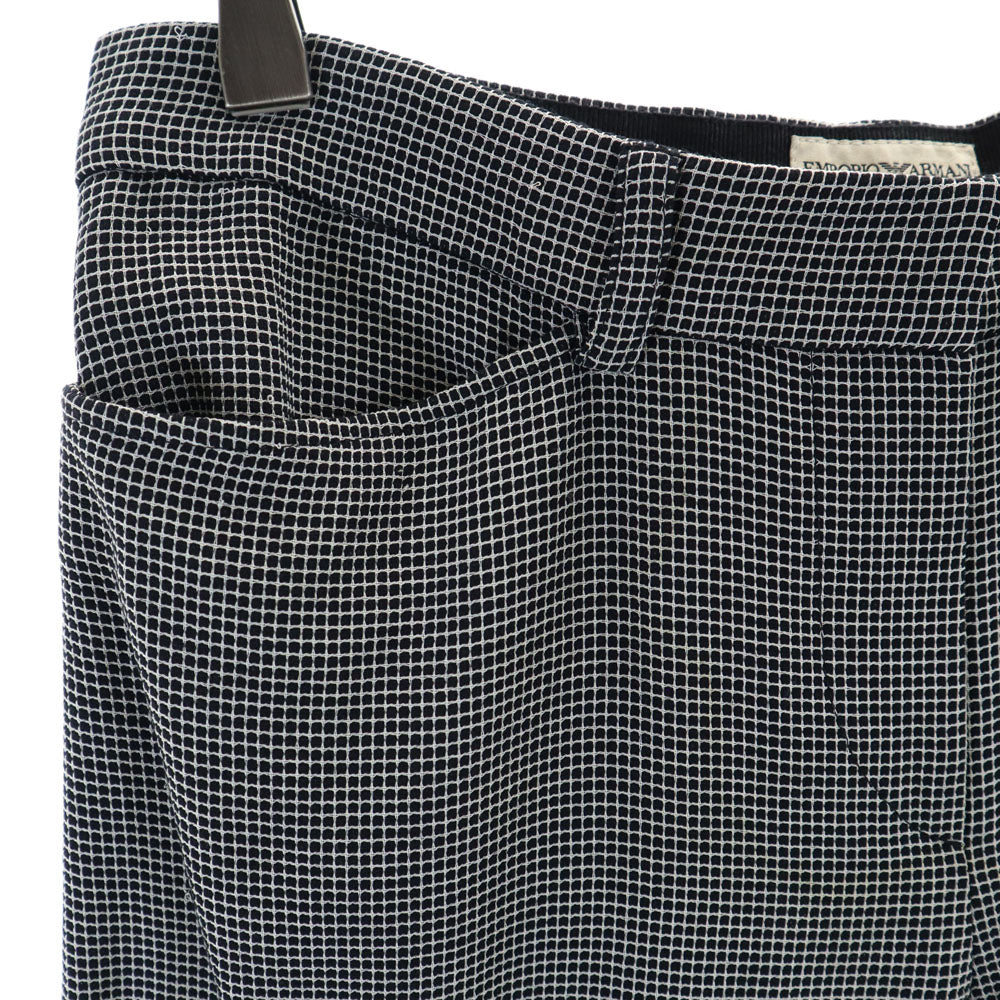 Emporio Armani エンポリオアルマーニ チェック柄 ウールパンツ 38 ブラック×ホワイト レディース