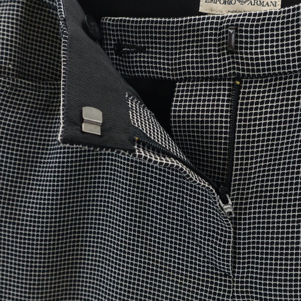 Emporio Armani エンポリオアルマーニ チェック柄 ウールパンツ 38 ブラック×ホワイト レディース