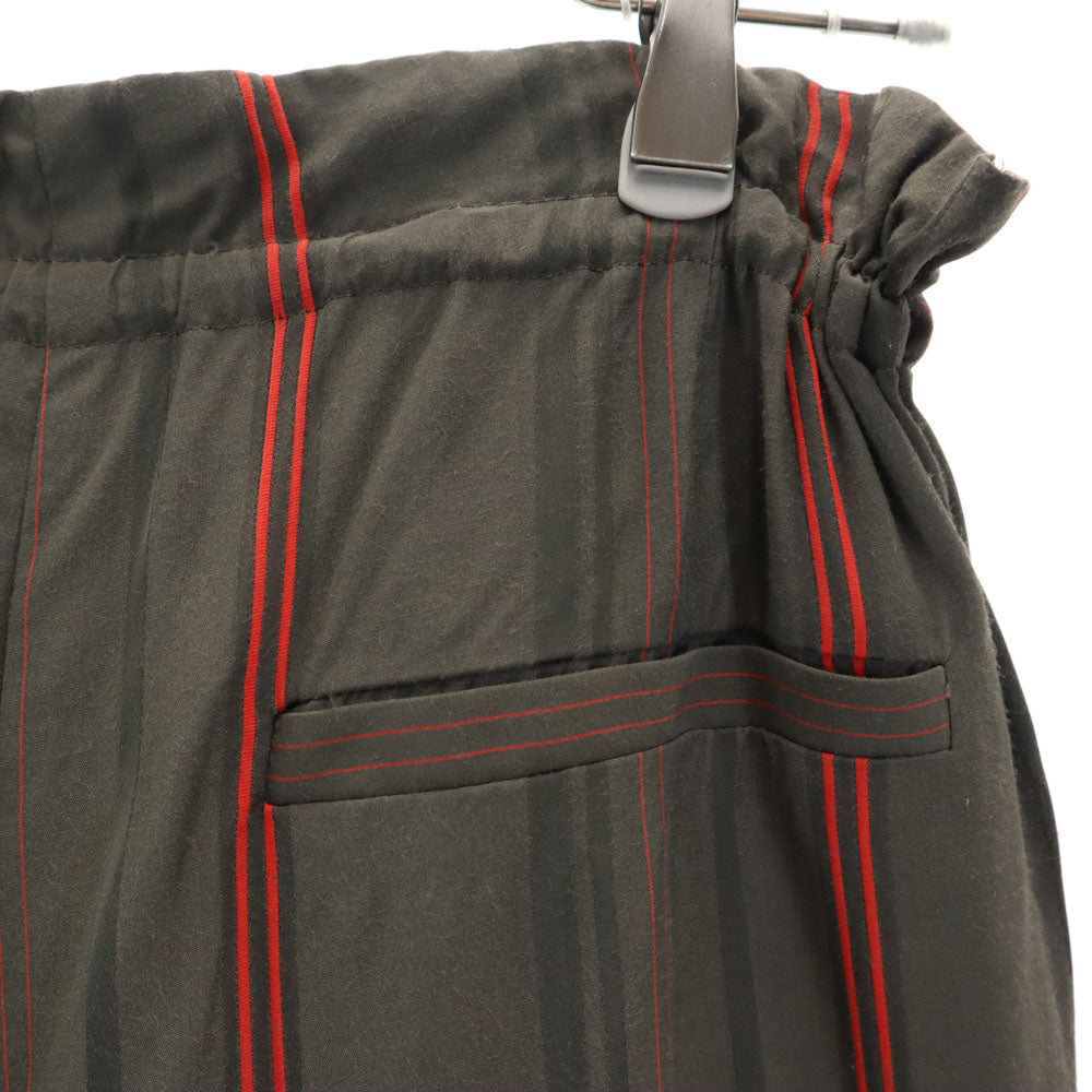 AULA アウラ 日本製 ストライプ柄 ロングパンツ 0 ブラウン系 ウエストゴム レディース