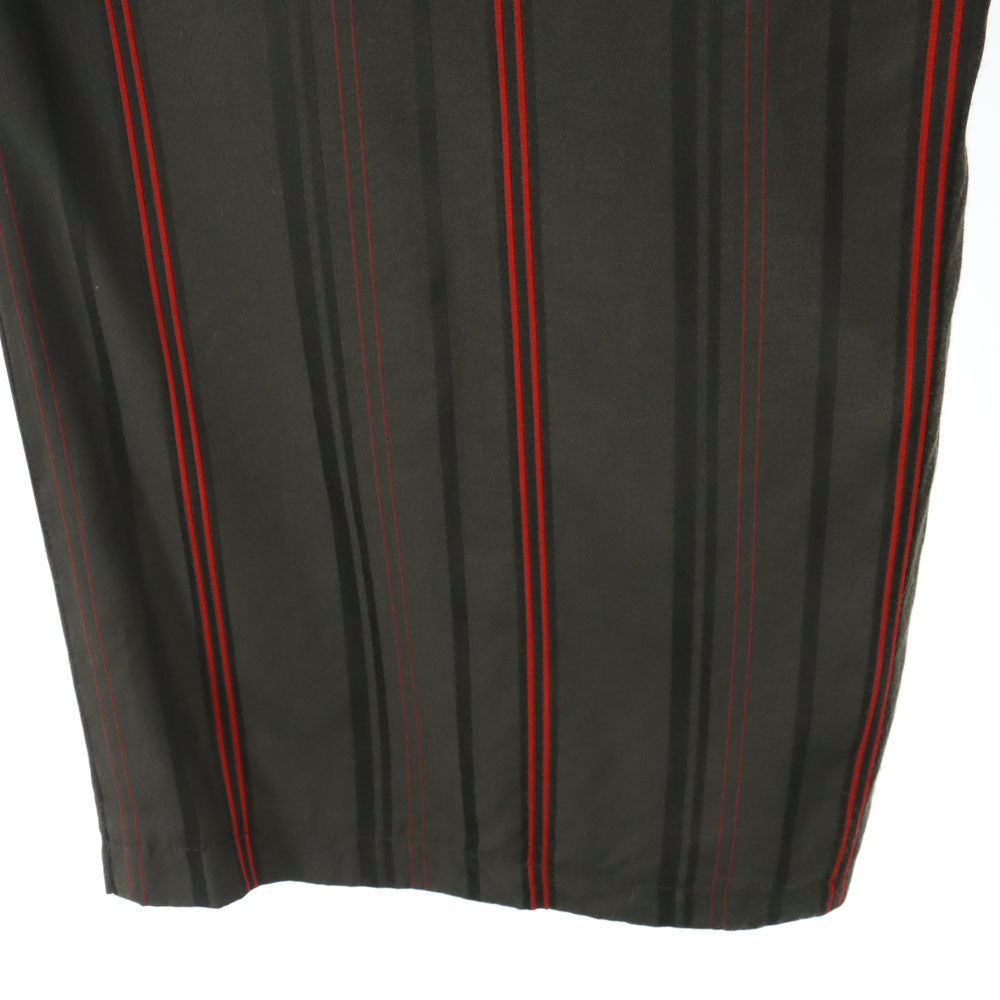 AULA アウラ 日本製 ストライプ柄 ロングパンツ 0 ブラウン系 ウエストゴム レディース