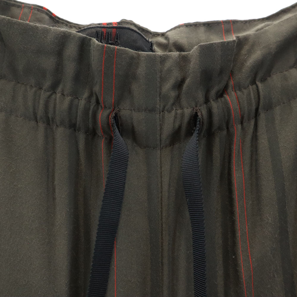 AULA アウラ 日本製 ストライプ柄 ロングパンツ 0 ブラウン系 ウエストゴム レディース