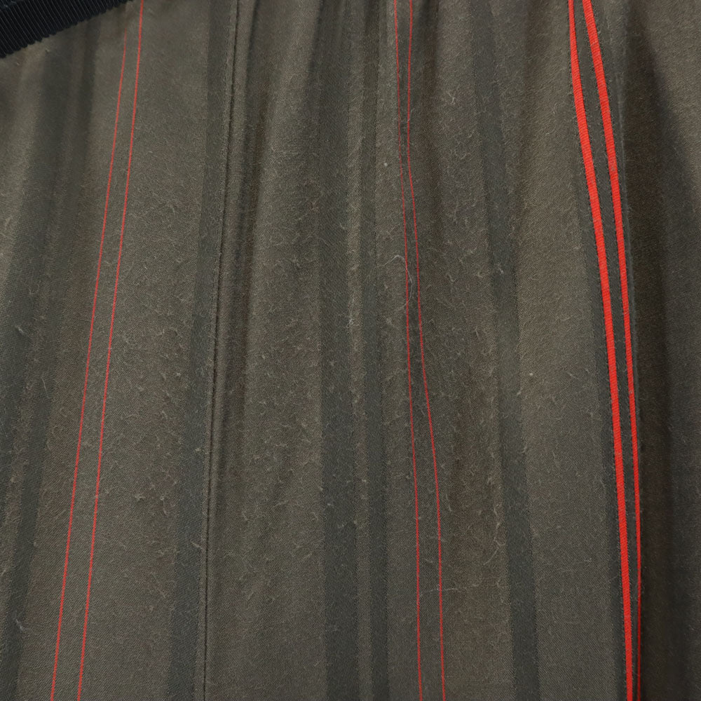 AULA アウラ 日本製 ストライプ柄 ロングパンツ 0 ブラウン系 ウエストゴム レディース