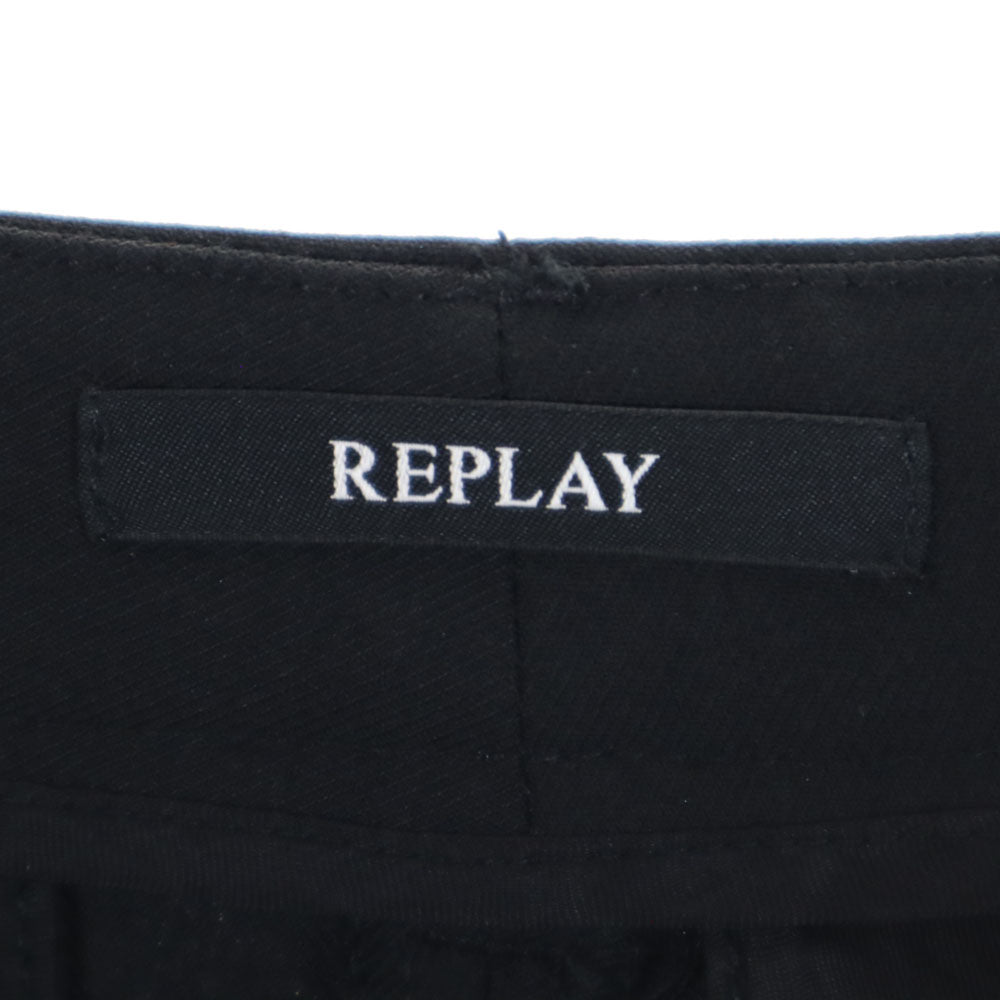 未使用 REPLAY リプレイ ラメ入り アンクルパンツ W25 ブラック レディース