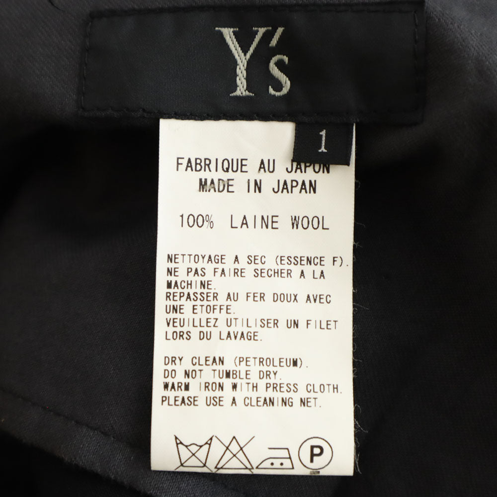 Y's ワイズ 日本製 ウールパンツ 1 ブラック レディース