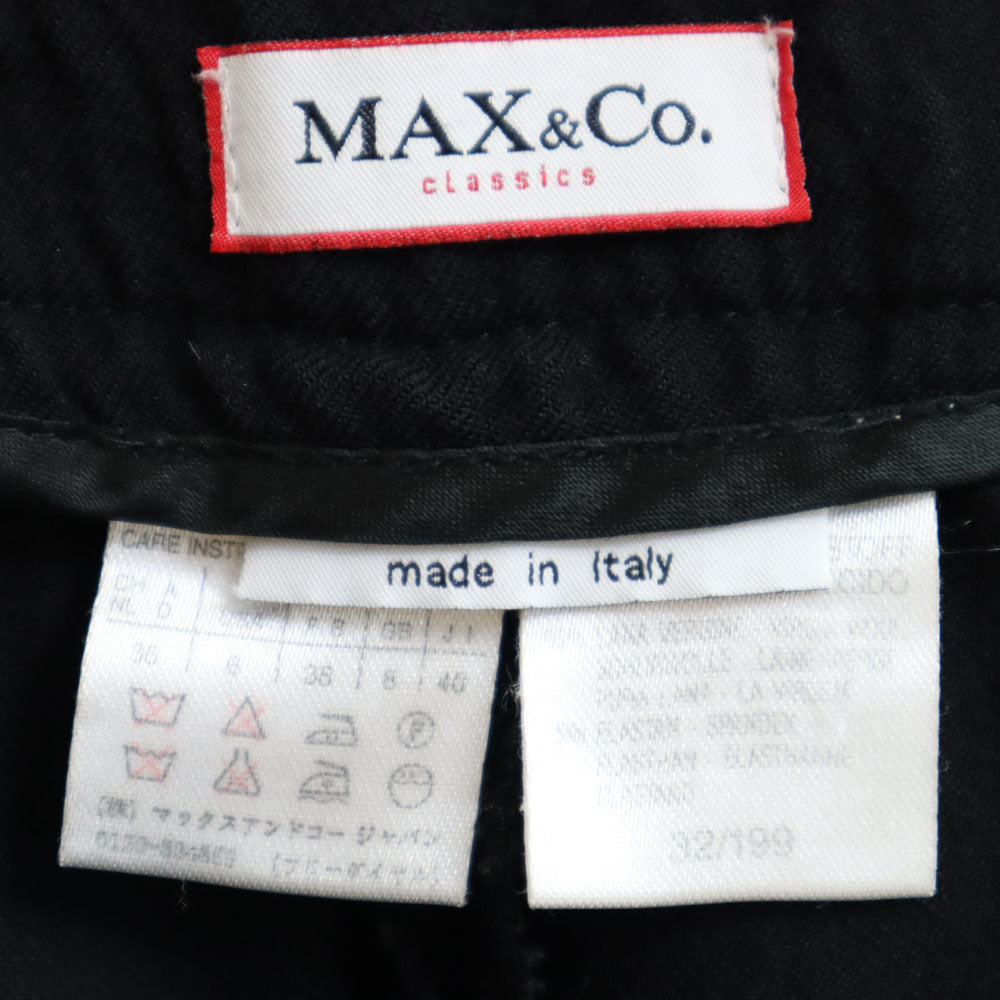 マックスアンドコー イタリア製 ウール ロングパンツ 40 ブラック MAX&CO レディース