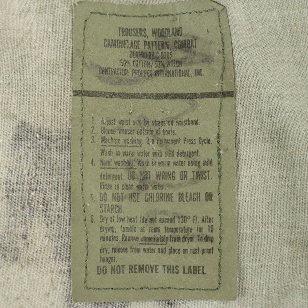 アメリカ軍 80s DLA ウッドランドカモ カモフラ柄 ミリタリー カーゴパンツ カーキ US ARMY 迷彩 ボタンフライ メンズ