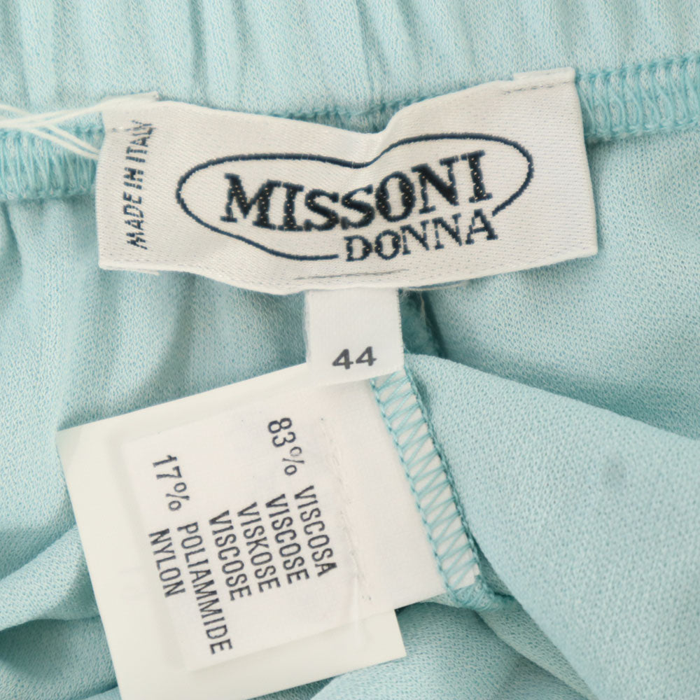 未使用 ミッソーニ イタリア製 ワイド イージーパンツ 44 水色 Missoni DONNA レディース