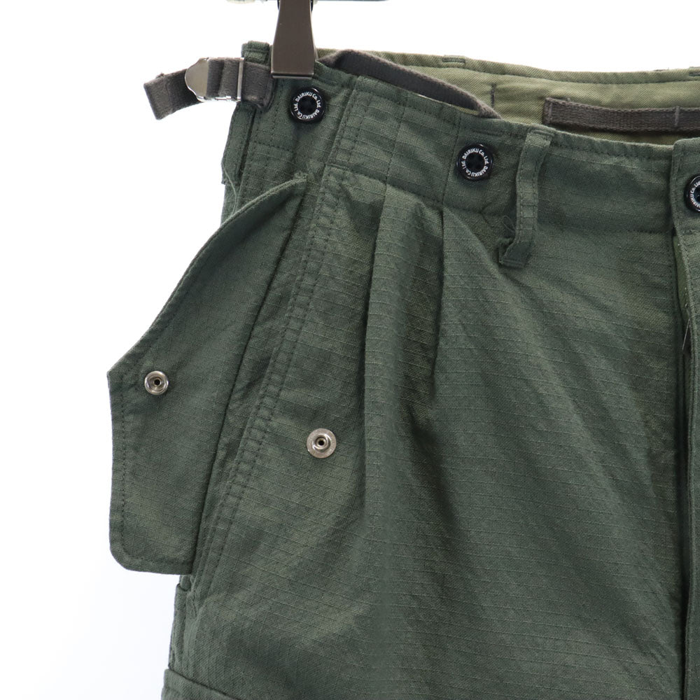 DAIRIKU ダイリク 日本製 ミリタリー カーゴパンツ W29 カーキ リップストップ生地 WASHED MILLITARY CARGO PANTS メンズ