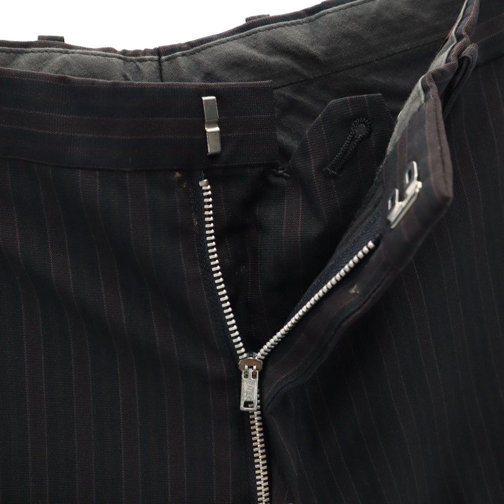 ヨウジヤマモト × ダーバン ストライプ柄 スラックスパンツ L ブラウン×ブラック Yohji Yamamoto × DURBAN A.A.R コラボ メンズ