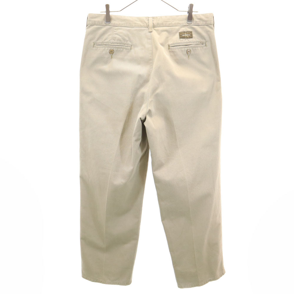 CK CALVIN KLEIN シーケーカルバンクライン 90s オールド トラウザー パンツ W34 カーキ KHAKIS タック メンズ