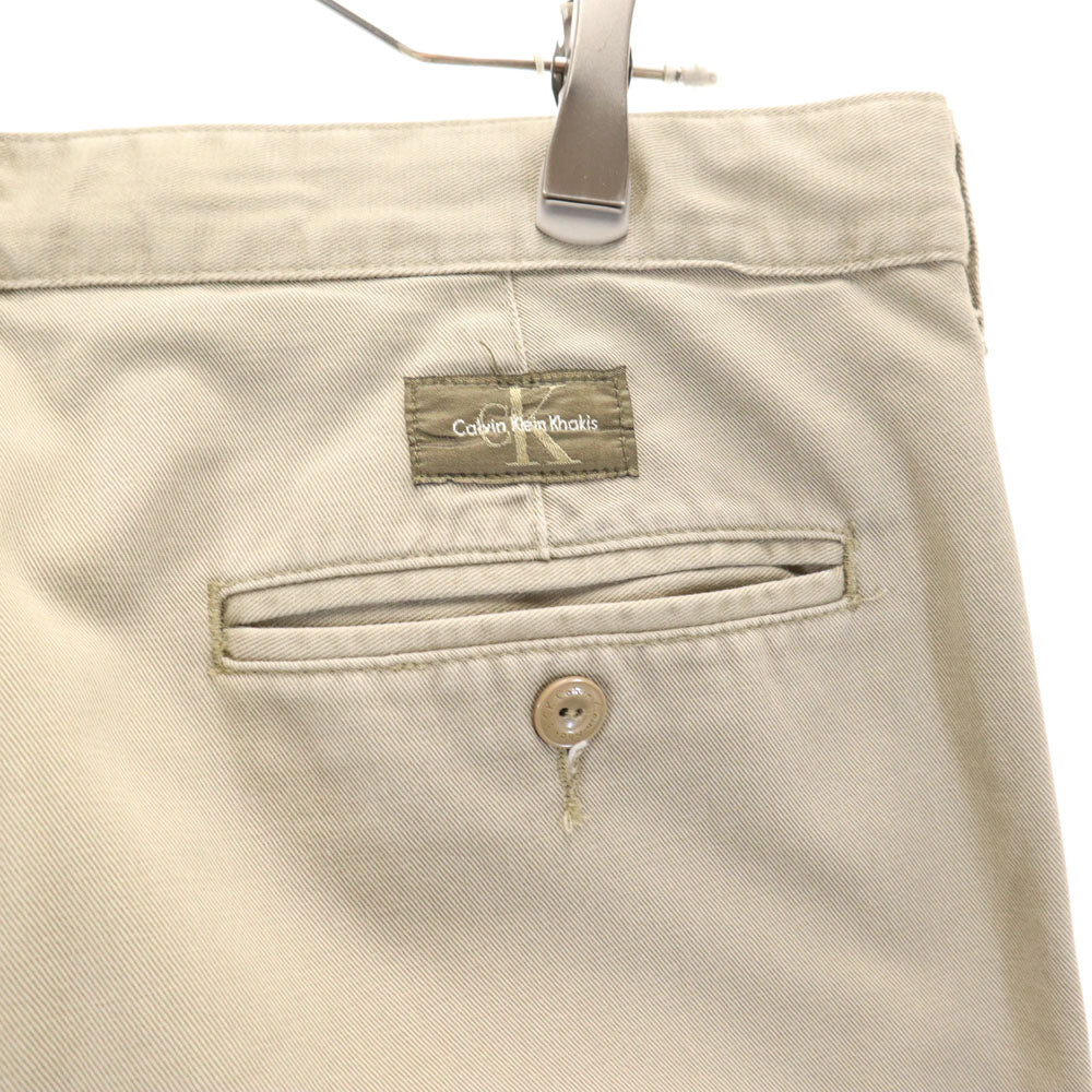 CK CALVIN KLEIN シーケーカルバンクライン 90s オールド トラウザー パンツ W34 カーキ KHAKIS タック メンズ
