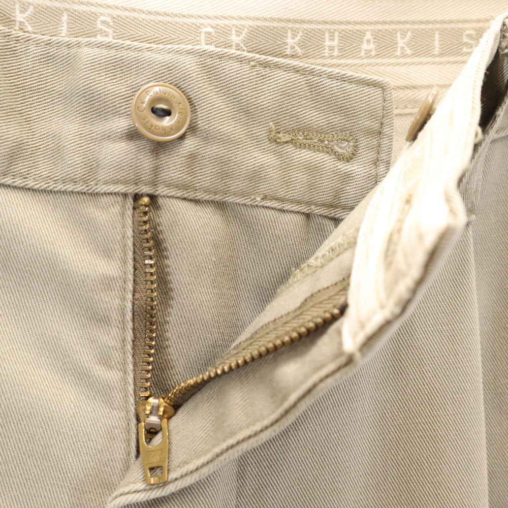 CK CALVIN KLEIN シーケーカルバンクライン 90s オールド トラウザー パンツ W34 カーキ KHAKIS タック メンズ