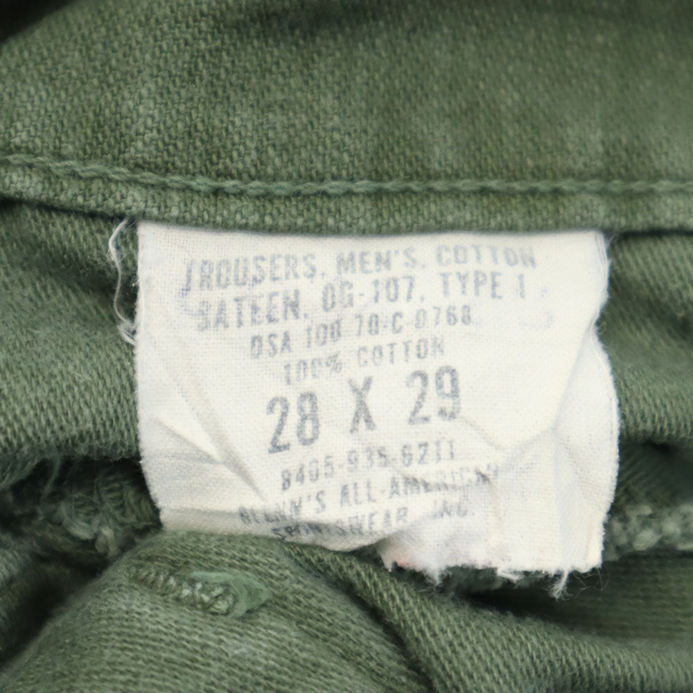 US ARMY アメリカ軍 70s DSA コットンサテン ヴィンテージ ベイカー パンツ W28 カーキ ミリタリー メンズ