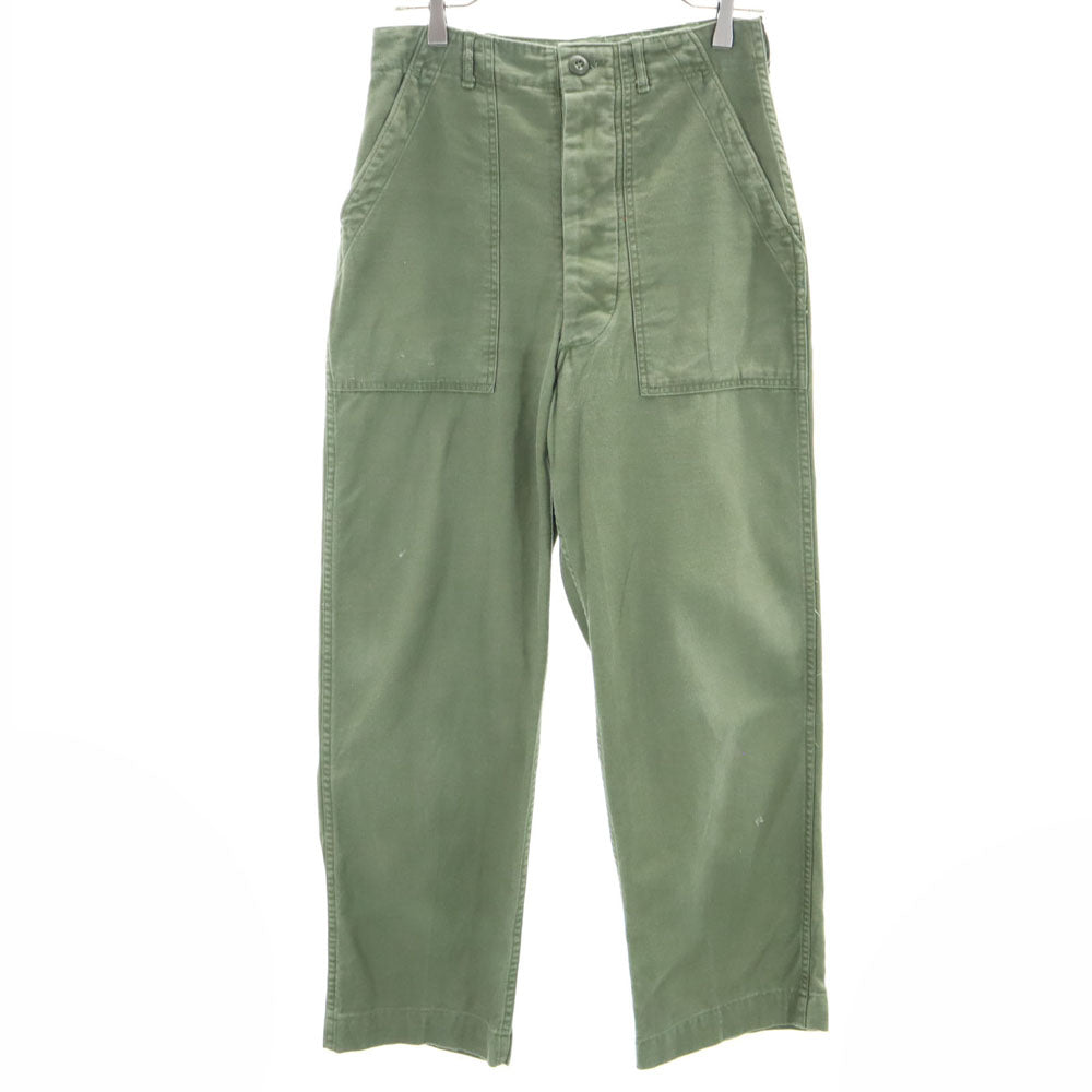 US ARMY アメリカ軍 70s DSA コットンサテン ヴィンテージ ベイカー パンツ W30 カーキ ミリタリー ボタンフライ メンズ