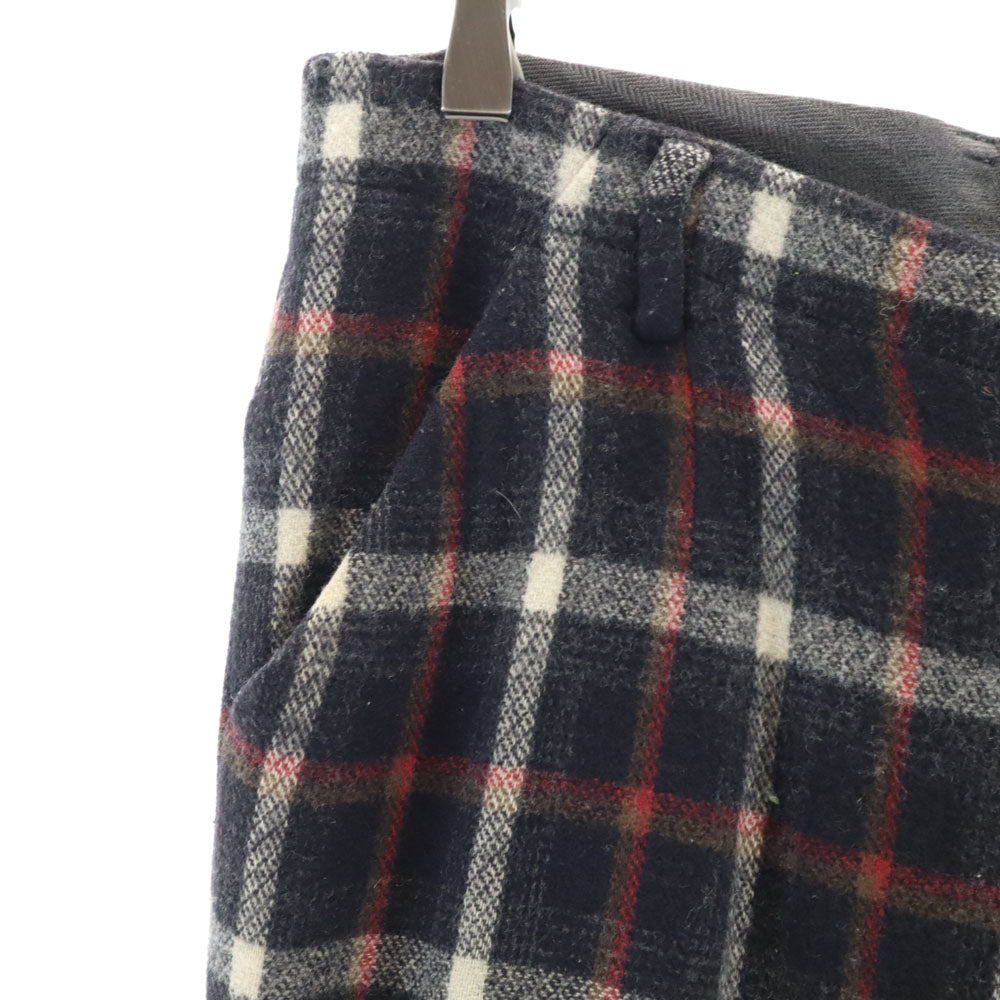 SUNSEA サンシー 日本製 ウールブレンド チェック ロングパンツ 1 ブラック系 メンズ