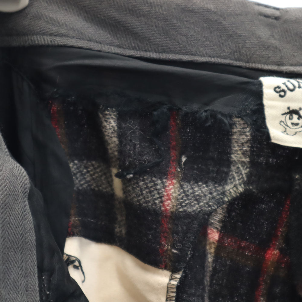 SUNSEA サンシー 日本製 ウールブレンド チェック ロングパンツ 1 ブラック系 メンズ