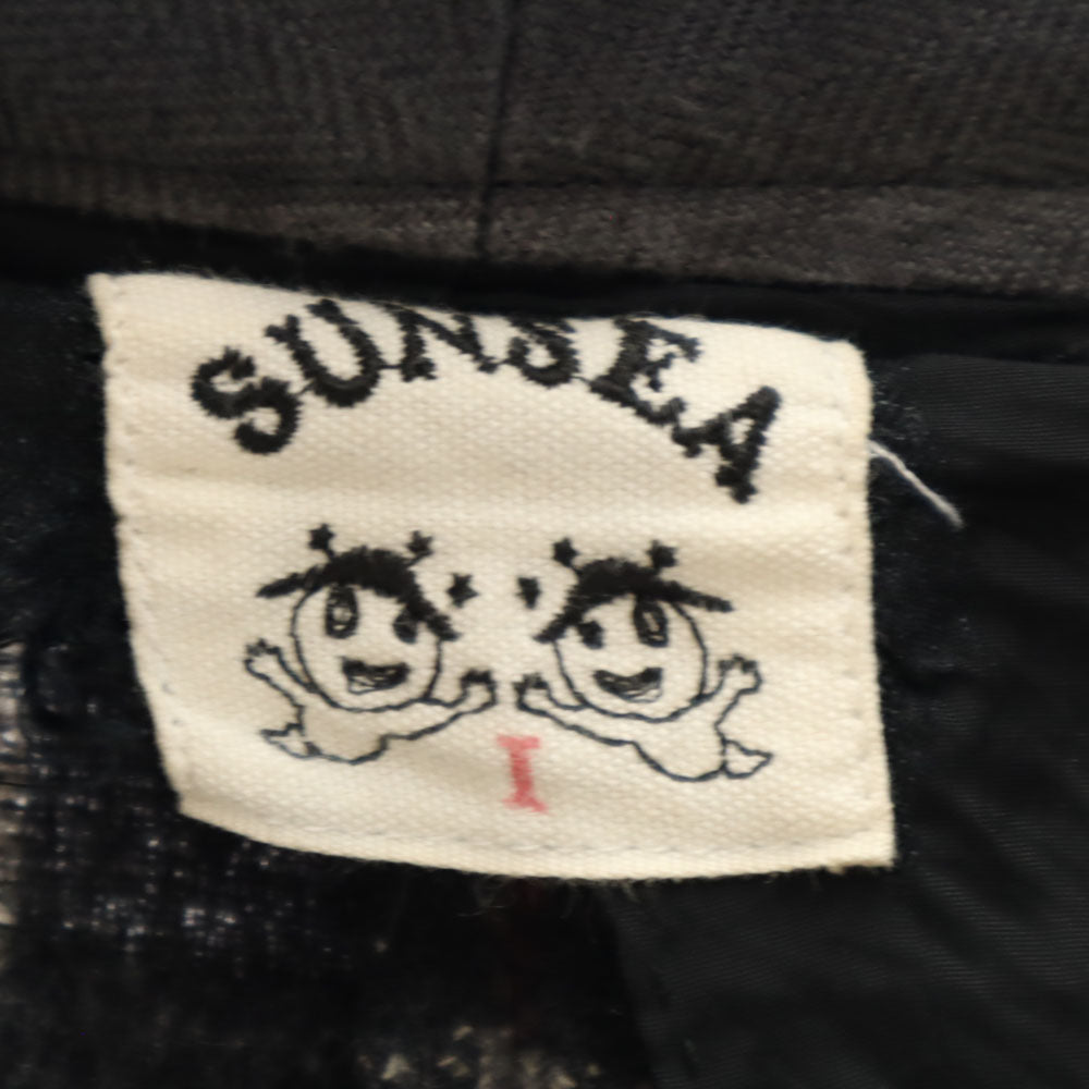 SUNSEA サンシー 日本製 ウールブレンド チェック ロングパンツ 1 ブラック系 メンズ