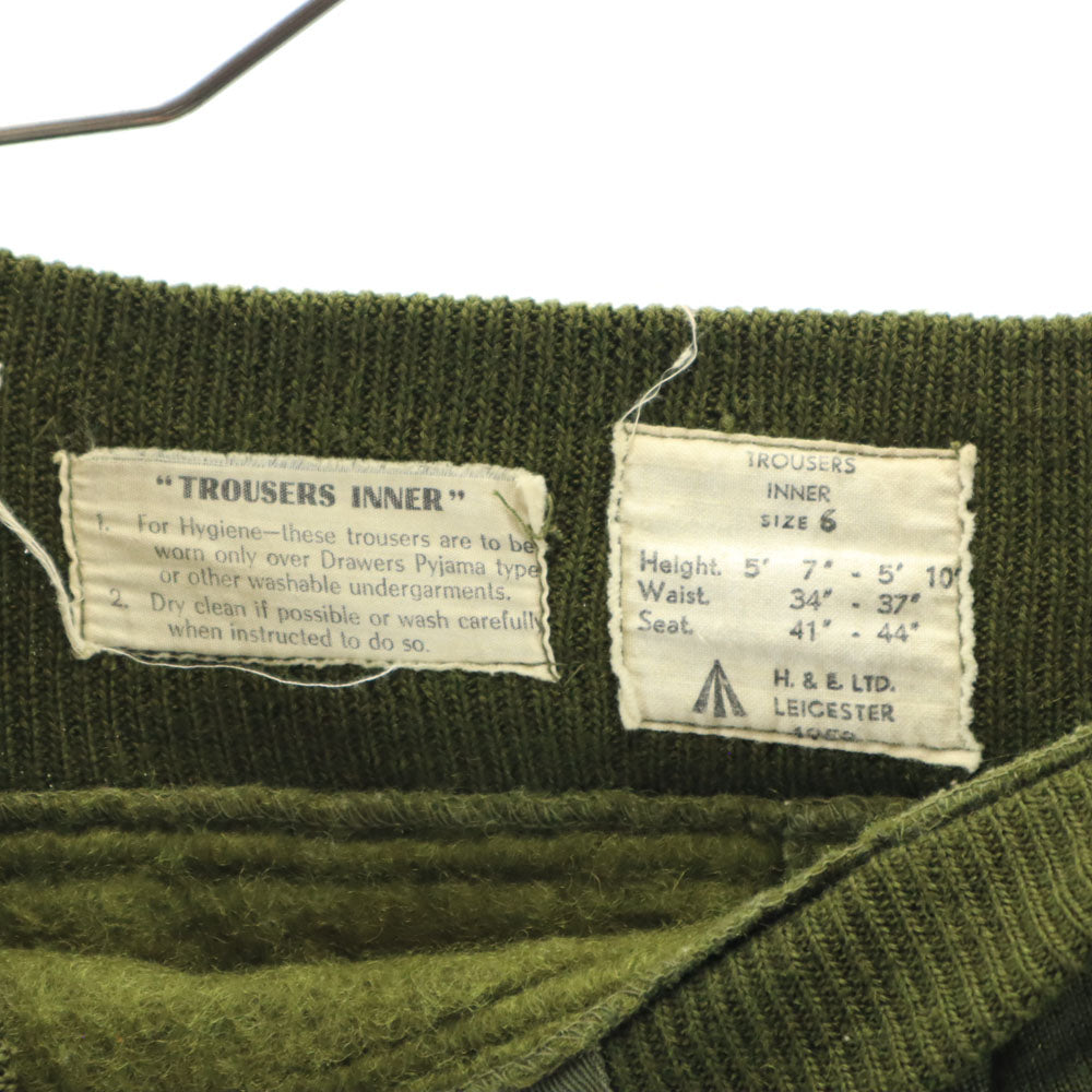 British Army イギリス軍 50s ヴィンンテージ トラウザーインナー パンツ 6 カーキ ウール ミリタリー メンズ