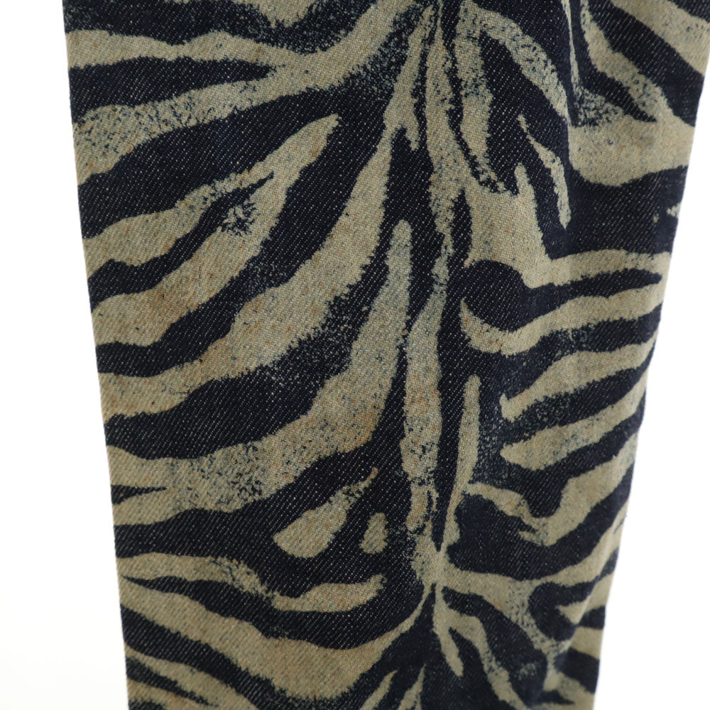 デニムオゾン 日本製 総柄 ヴィンテージ加工 スキニーデニムパンツ S ネイビー 他 ジーンズ レディース