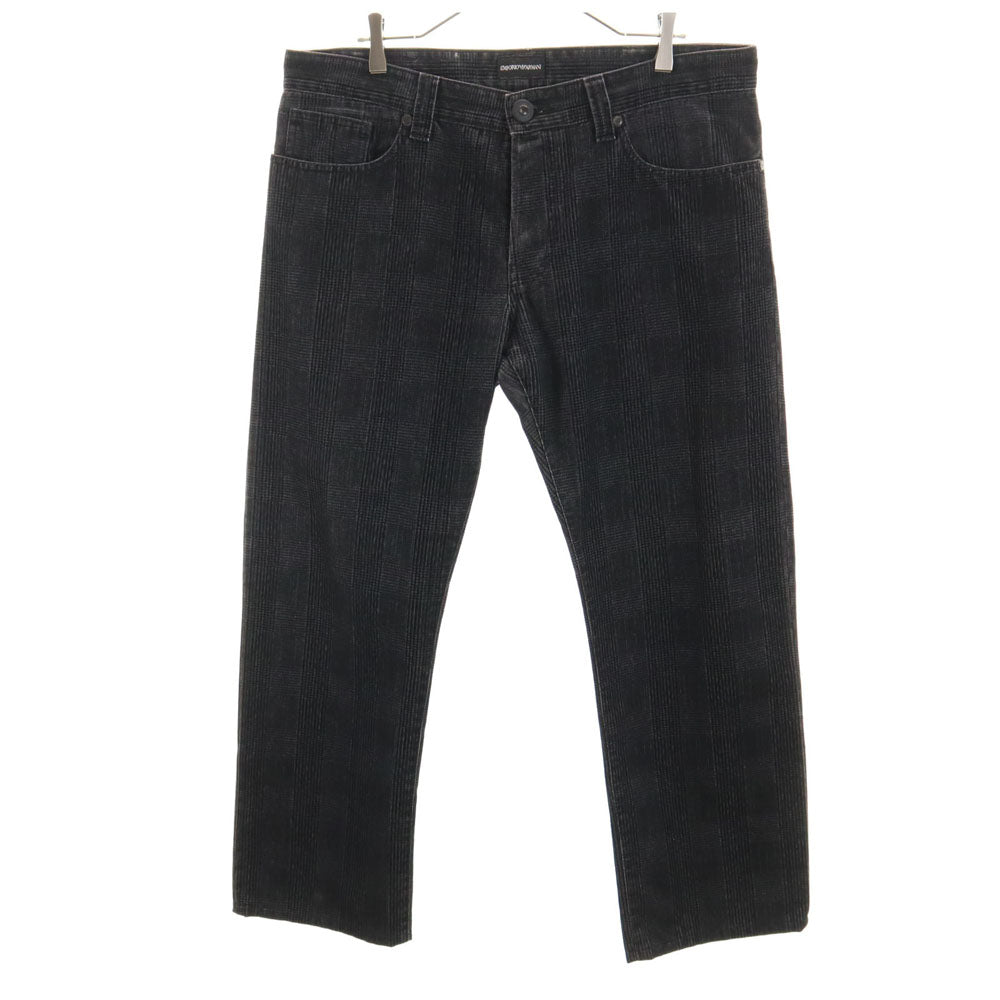 エンポリオアルマーニ チェック柄 ロングパンツ w38 ブラック系 Emporio Armani ビッグサイズ メンズ