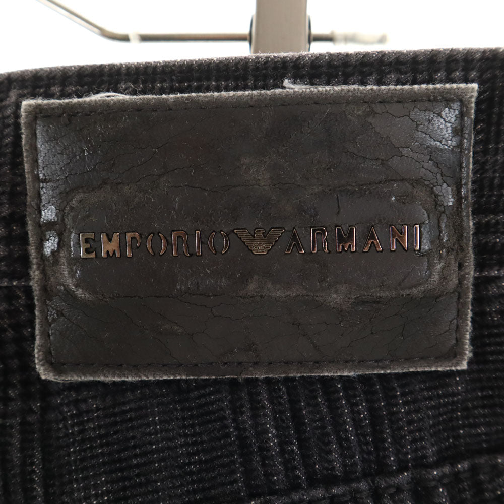 エンポリオアルマーニ チェック柄 ロングパンツ w38 ブラック系 Emporio Armani ビッグサイズ メンズ