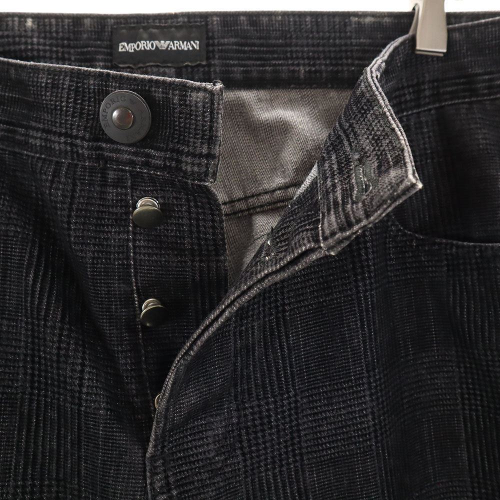 エンポリオアルマーニ チェック柄 ロングパンツ w38 ブラック系 Emporio Armani ビッグサイズ メンズ