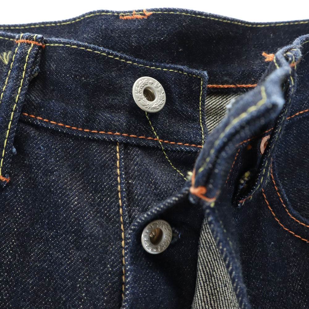 エイトジー 日本製 ストレートデニムパンツ W28 インディゴ ジーンズ ボタンフライ メンズ