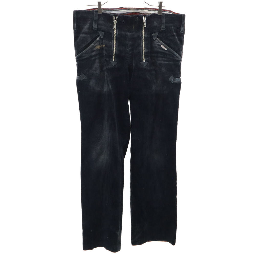 OVERHUES 80s ヴィンテージ ユーロワーク 木こり ブラックコーズ コーデュロイパンツ 27 ブラック ロガーパンツ メンズ