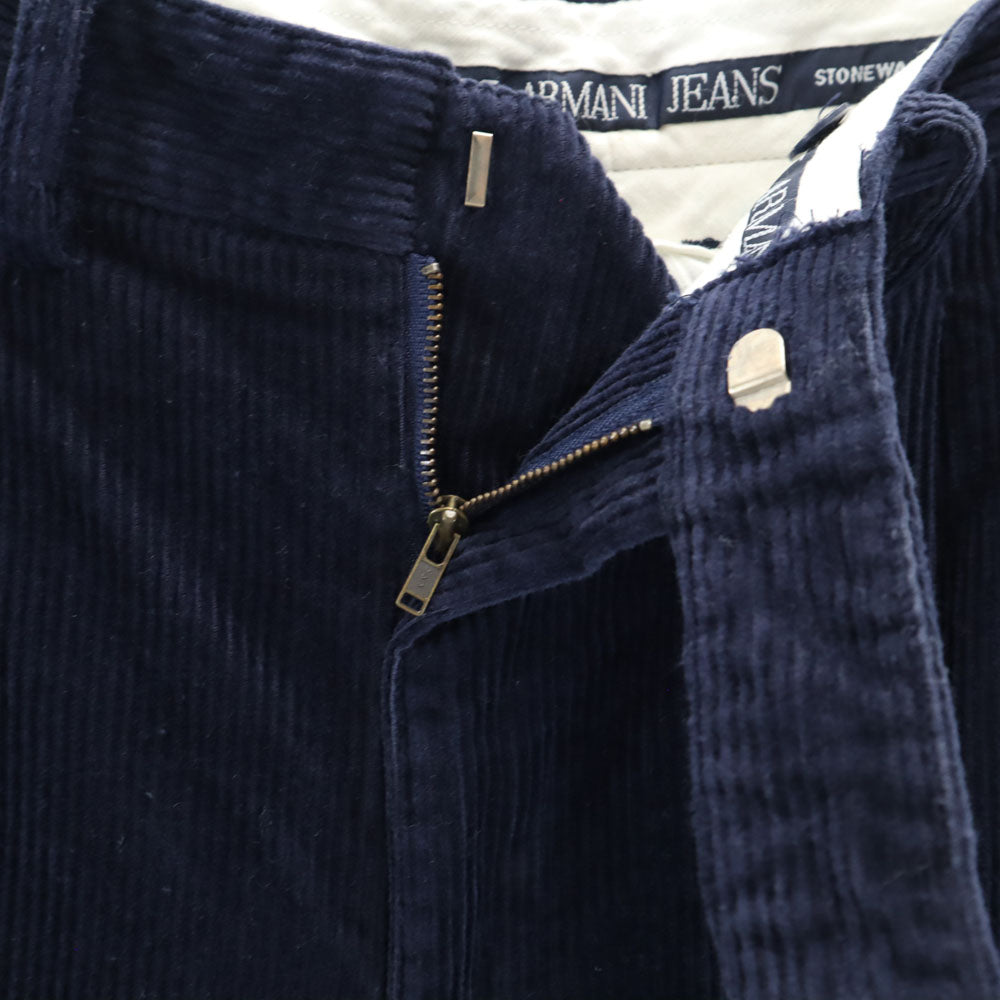 ARMANI JEANS アルマーニジーンズ STONEWASHED ツータック コーデュロイパンツ w34 ネイビー メンズ