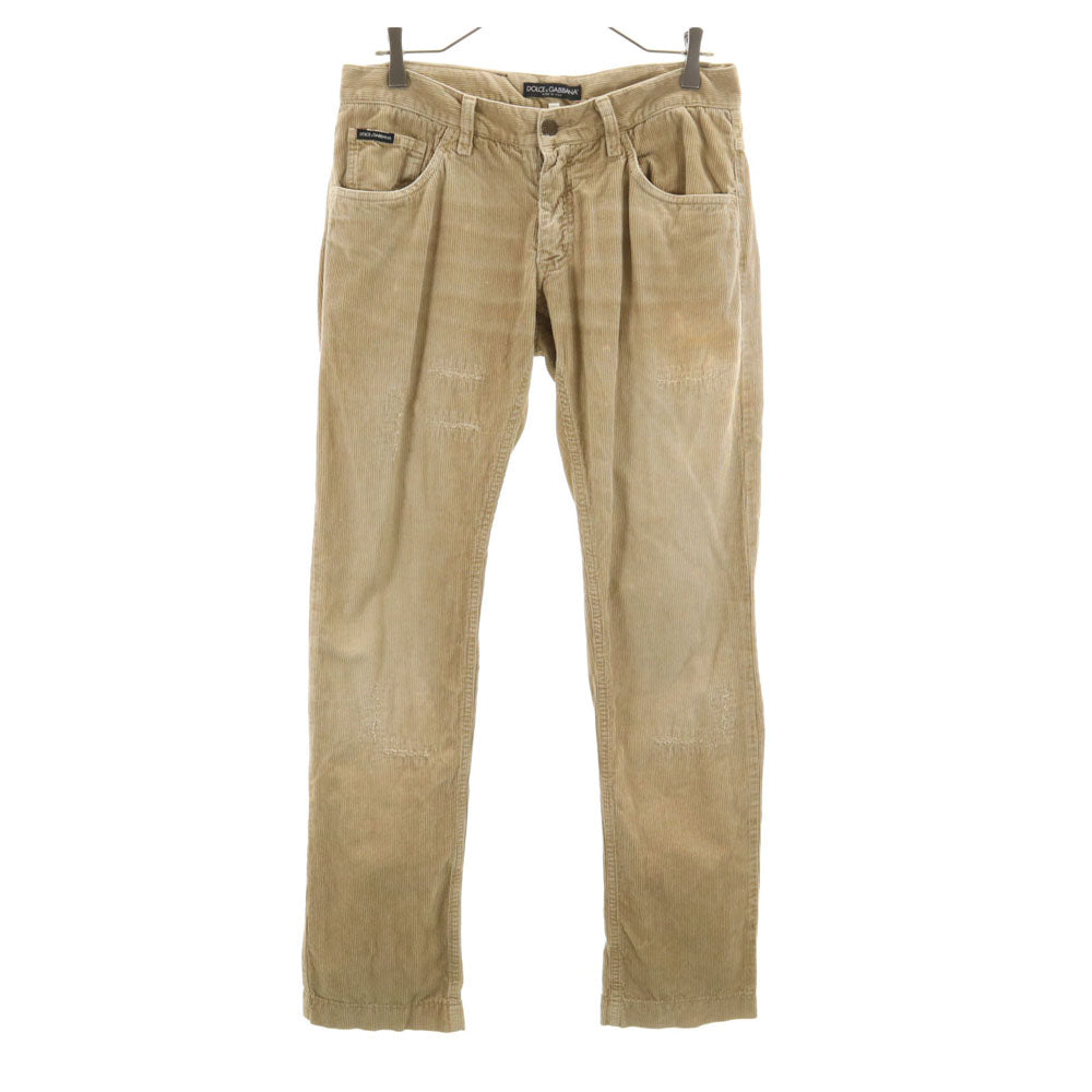 DOLCE&GABBANA ドルチェアンドガッバーナ イタリア製 ストレート コーデュロイパンツ 46 ベージュ レディース