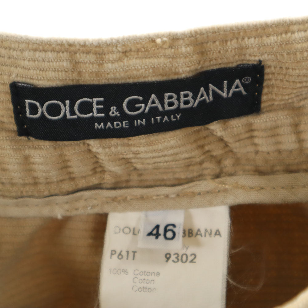 DOLCE&GABBANA ドルチェアンドガッバーナ イタリア製 ストレート コーデュロイパンツ 46 ベージュ レディース