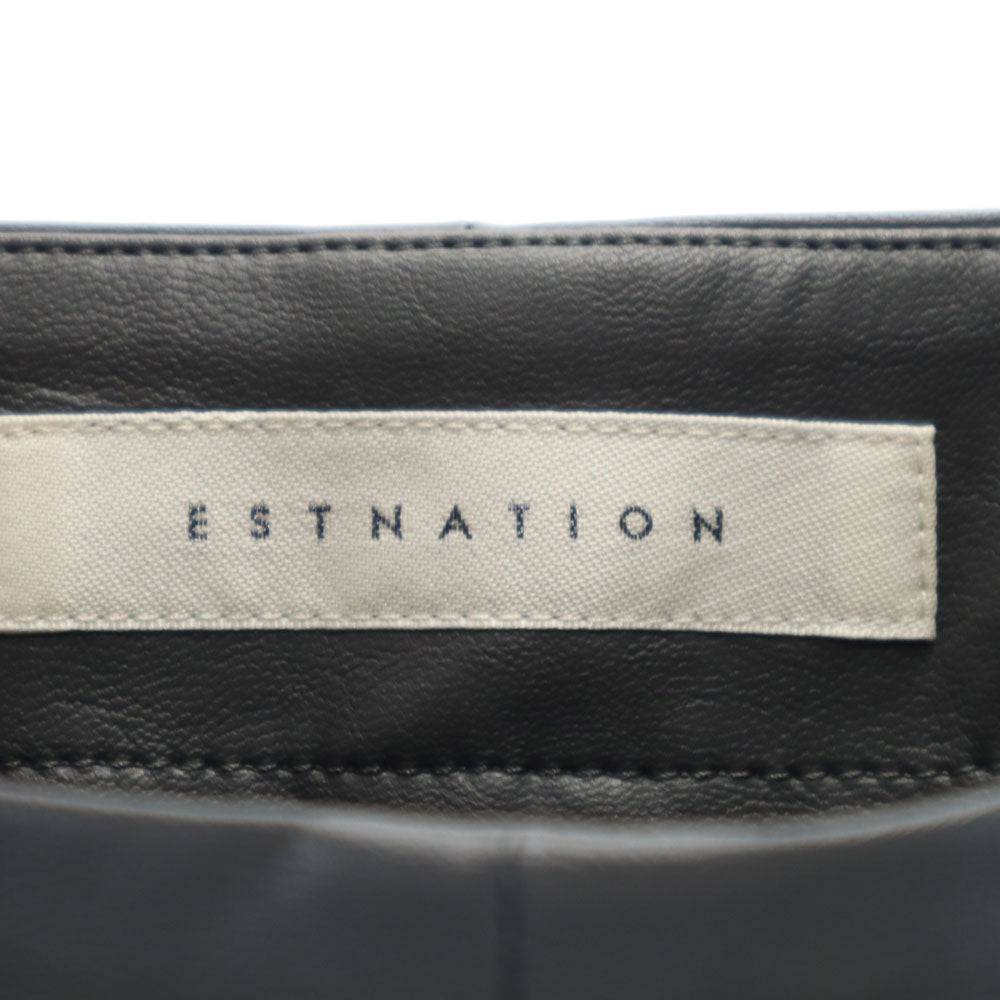 未使用 ESTNATION エストネーション 日本製 フェイク レザーパンツ 38 チャコールグレー レディース
