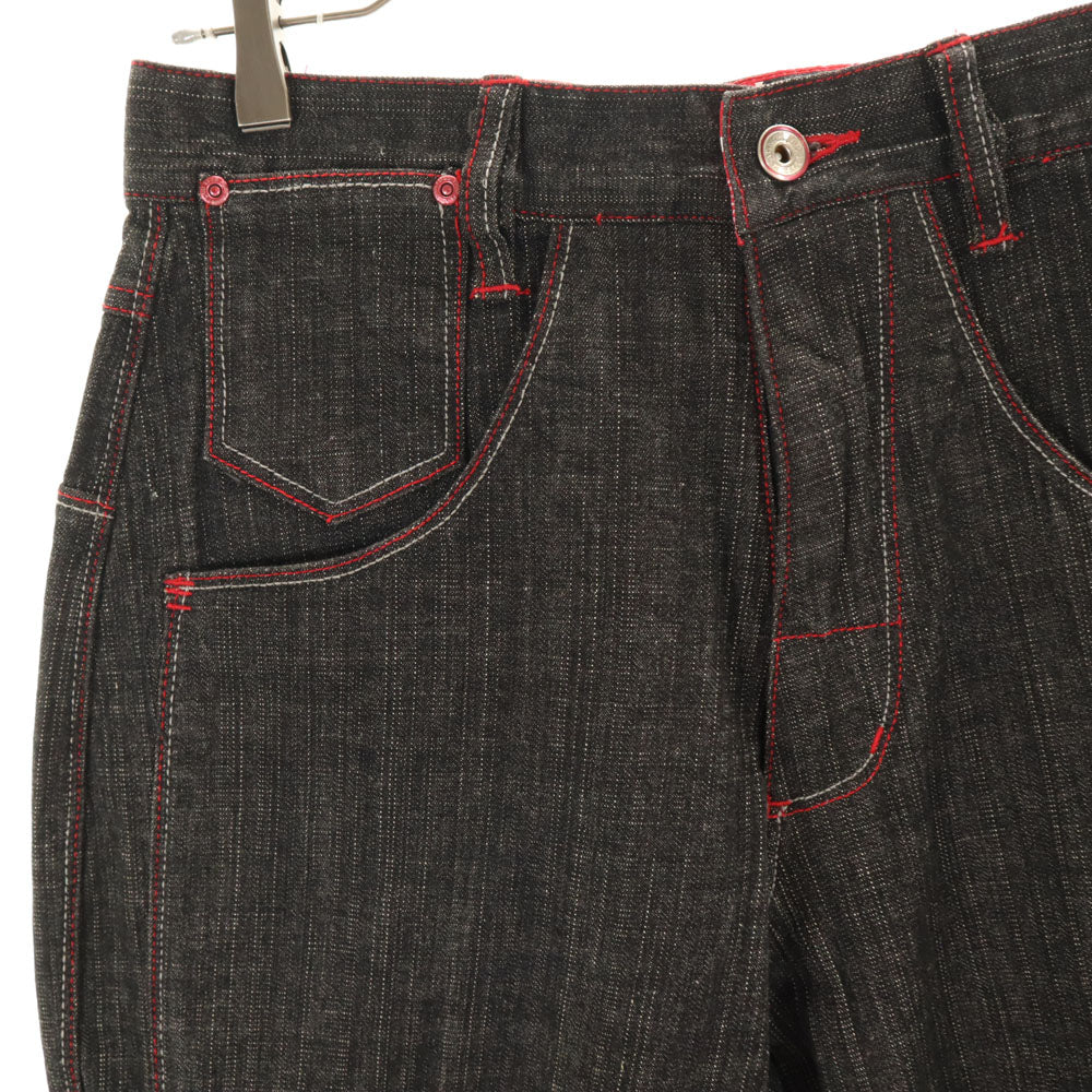 フラチナムフブ ストレートデニムパンツ ブラック ジーンズ メンズ