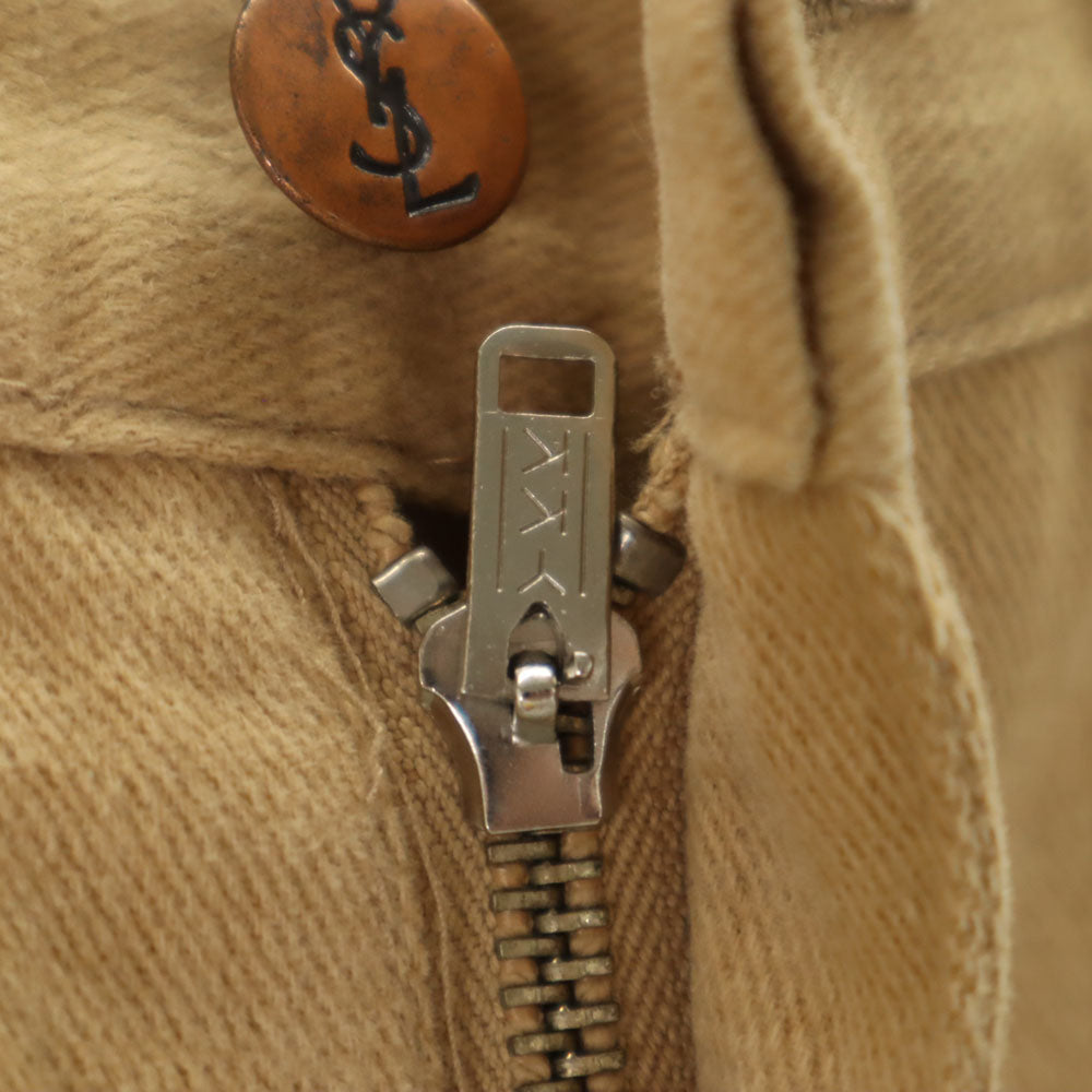 YVES SAINT LAURENT イヴサンローラン 80s 英国製 片爪YKK ヴィンテージ コットンパンツ w30 ベージュ メンズ