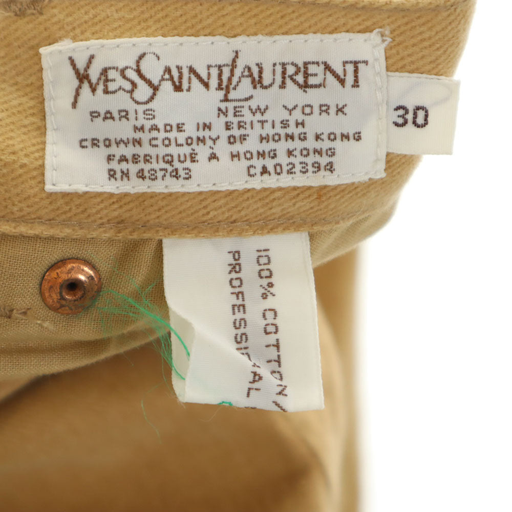 YVES SAINT LAURENT イヴサンローラン 80s 英国製 片爪YKK ヴィンテージ コットンパンツ w30 ベージュ メンズ