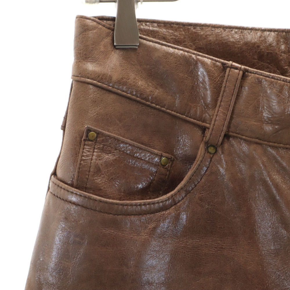 SHOOT ONE JEANS INTERNATIONAL レザーパンツ L ブラウン レディース