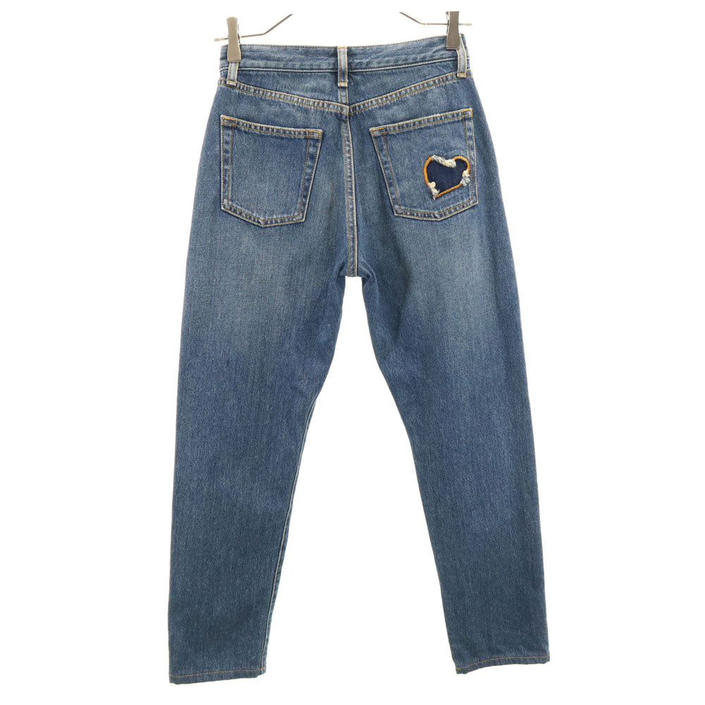 SAINT LAURENT サンローラン イタリア製 テーパードデニムパンツ W24 ウォッシュブルー ジーンズ ボタンフライ レディース