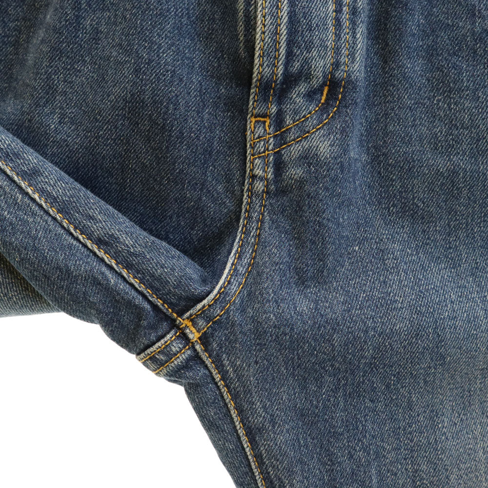 SAINT LAURENT サンローラン イタリア製 テーパードデニムパンツ W24 ウォッシュブルー ジーンズ ボタンフライ レディース