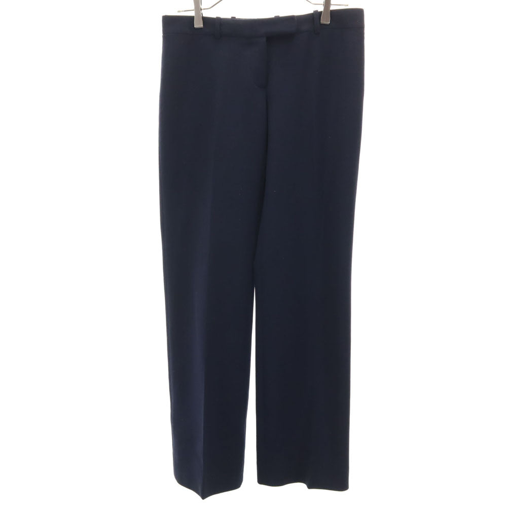 CELINE セリーヌ フランス製 ウールブレンド スラックスパンツ 40 ネイビー レディース