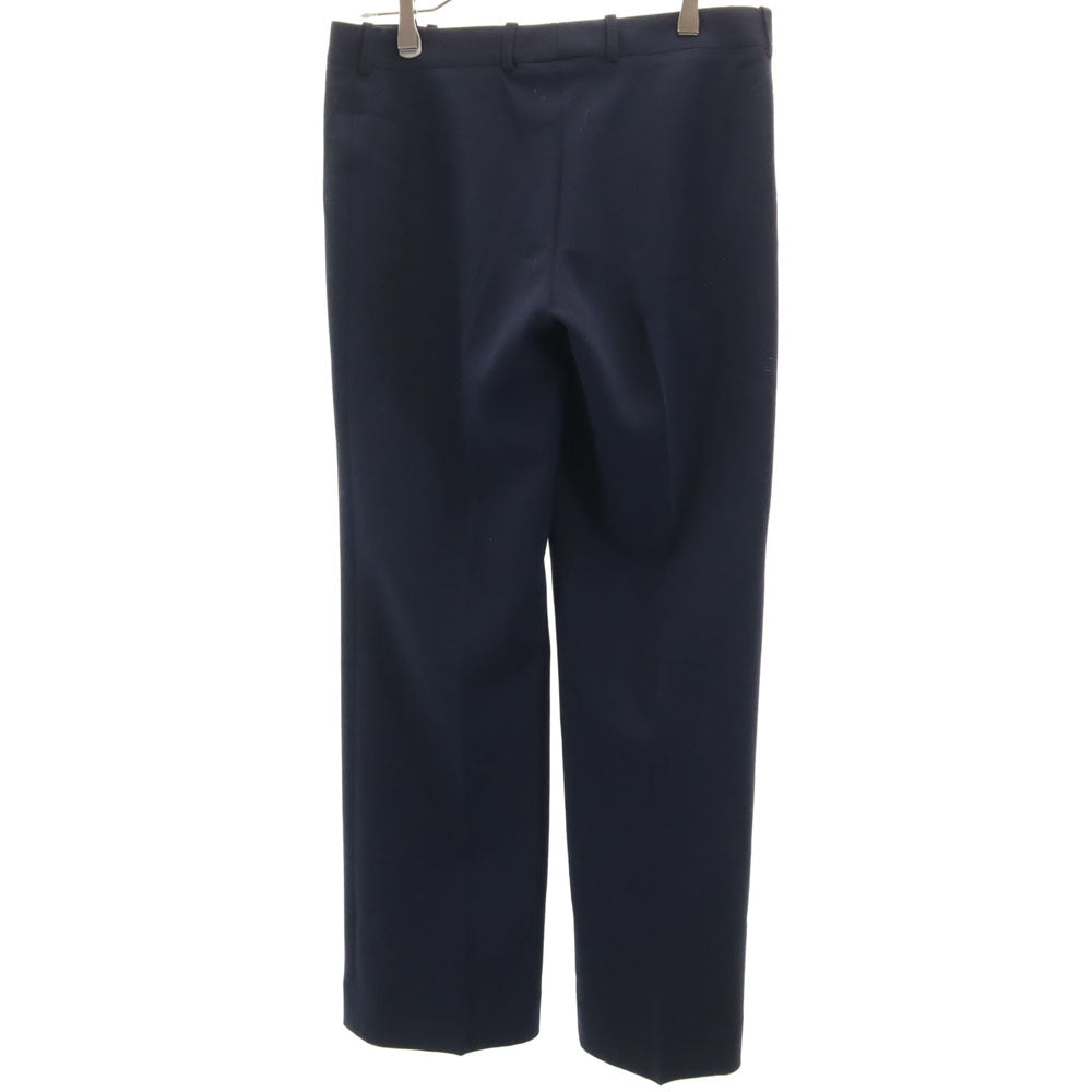 CELINE セリーヌ フランス製 ウールブレンド スラックスパンツ 40 ネイビー レディース