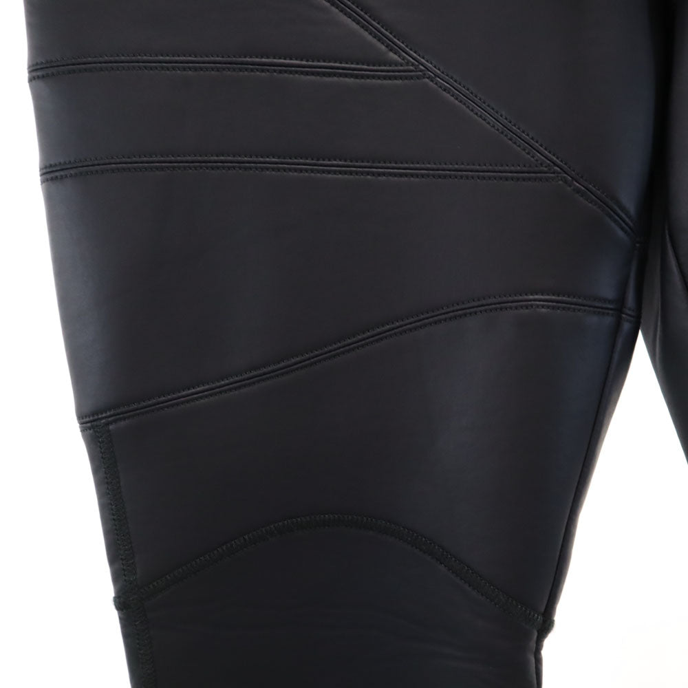 未使用 ヌメロヴェントゥーノ イタリア製 フェイクレザー スリムパンツ 48 ブラック メンズ