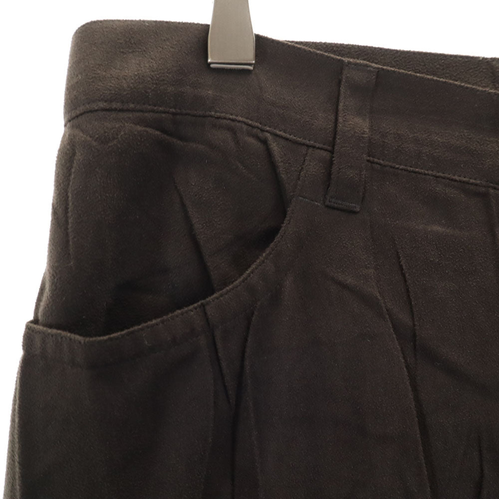 ISSEY MIYAKE イッセイミヤケ 日本製 プリーツ フェイクスエード パンツ 3 ブラウン メンズ