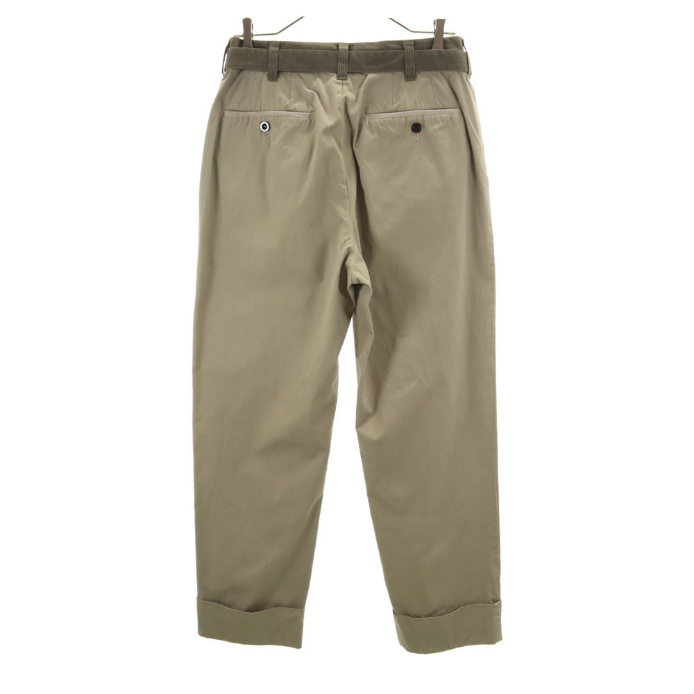 Sacai サカイ 23SS 日本製 ウールブレンド 23-02978M ベルテッド チノパンツ 1 アッシュベージュ メンズ